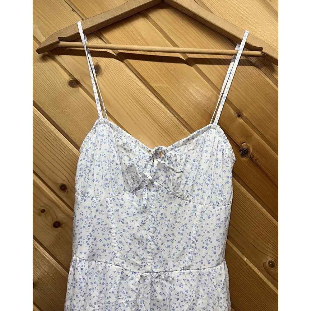 Hollister White Floral Smocked Milkmaid Coquette Babydoll Maxi Dress Women's XS